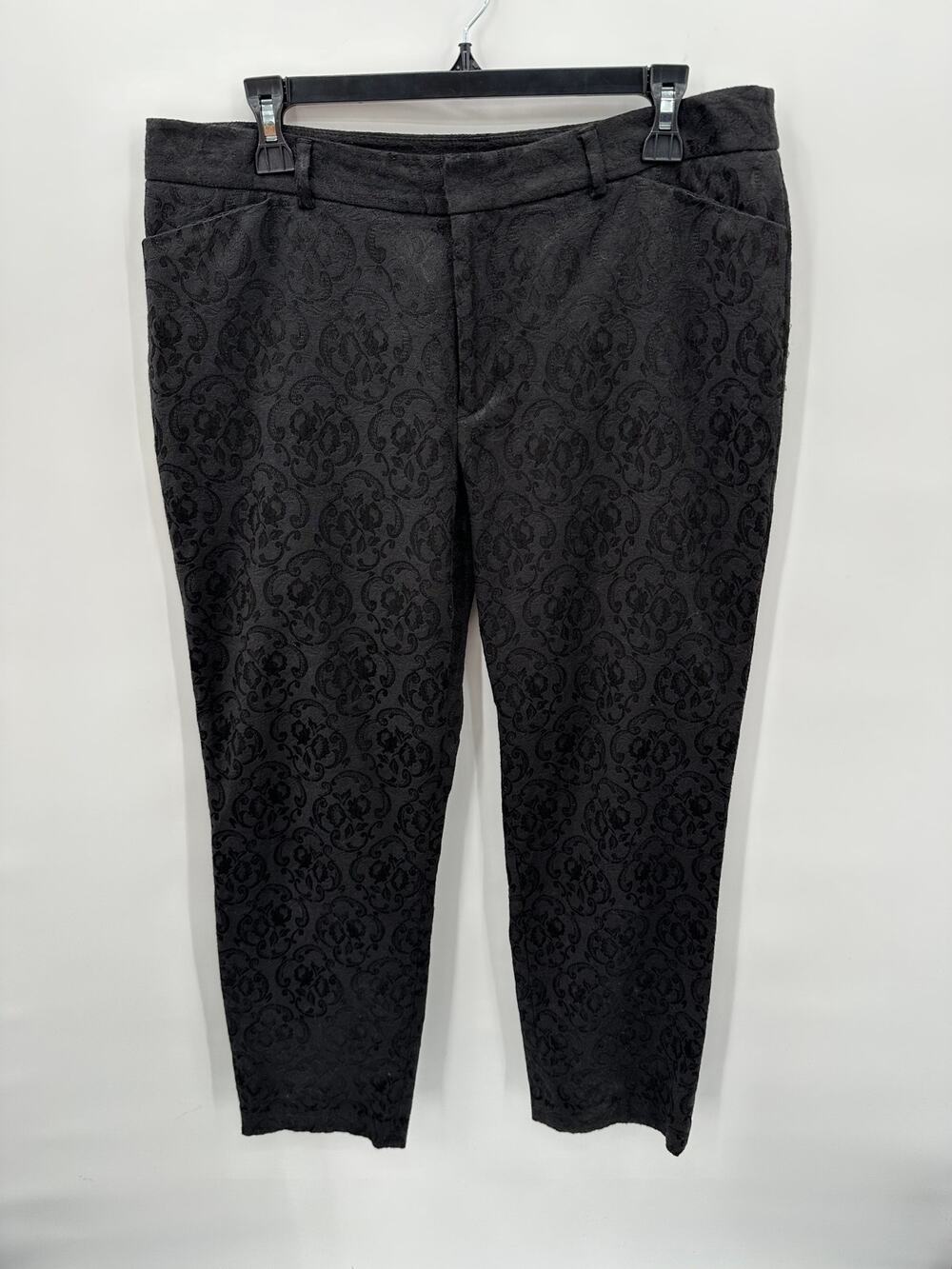 Coldwater Creek Natural Fit Black Jacquard Straight Leg Pants // 12